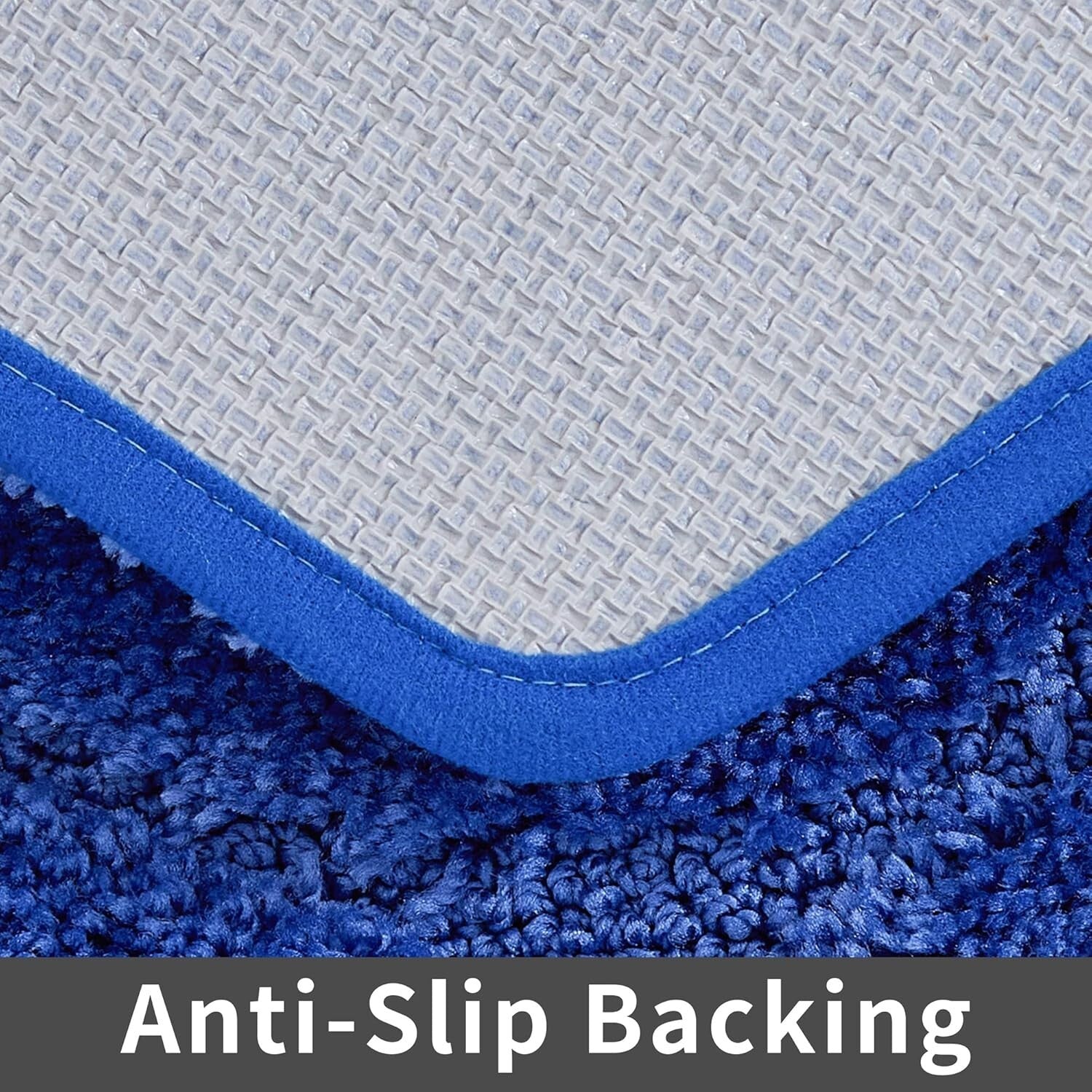 Anti-Slip Thick Bath Rug Set: Machine Washable Blue Mat 20x32 & 24x48 Inches