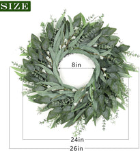 Load image into Gallery viewer, Vibrant 26-Inch Eucalyptus Wreath with White Accents for Porch and Windows