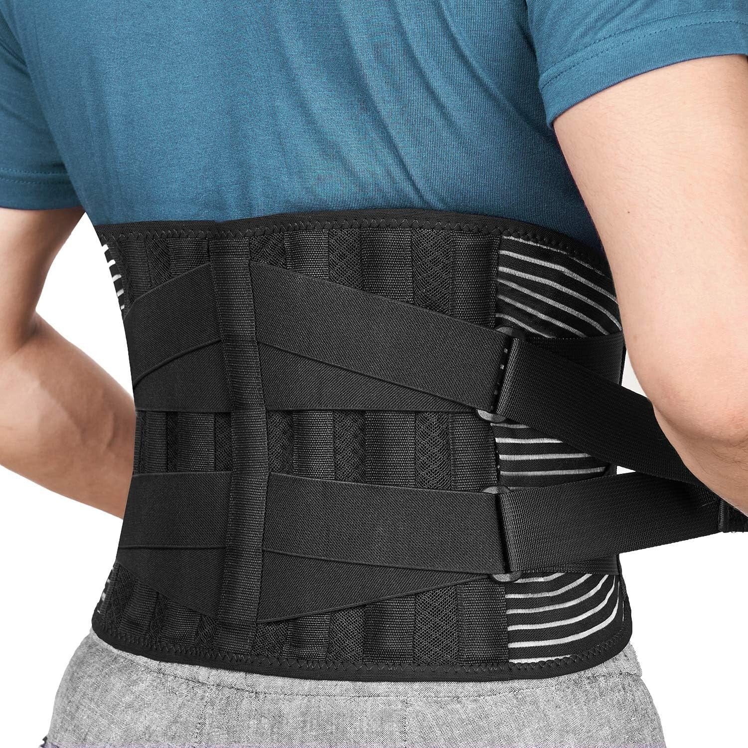 Durable Back Brace with 16-Hole Mesh for Pain Relief - Comfortable Fit for All