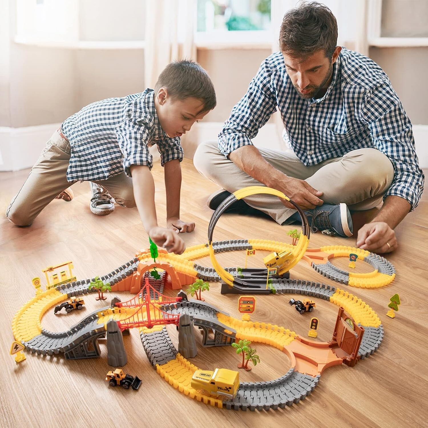 Kids Race Track Set with Electric Cars - 342 Pieces for Fun & Learning Ages 3-7