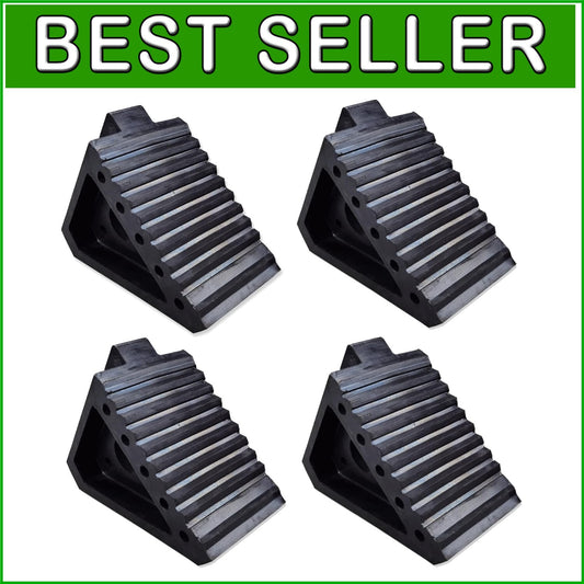 Durable Triangle Design Rubber Wheel Chocks - 4 Pack for Ultimate Stability