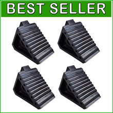 Load image into Gallery viewer, Durable Triangle Design Rubber Wheel Chocks - 4 Pack for Ultimate Stability