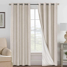 Load image into Gallery viewer, Natural Linen Blackout Drapes - Elegant Thermal Insulated Panels (Pack of 2)