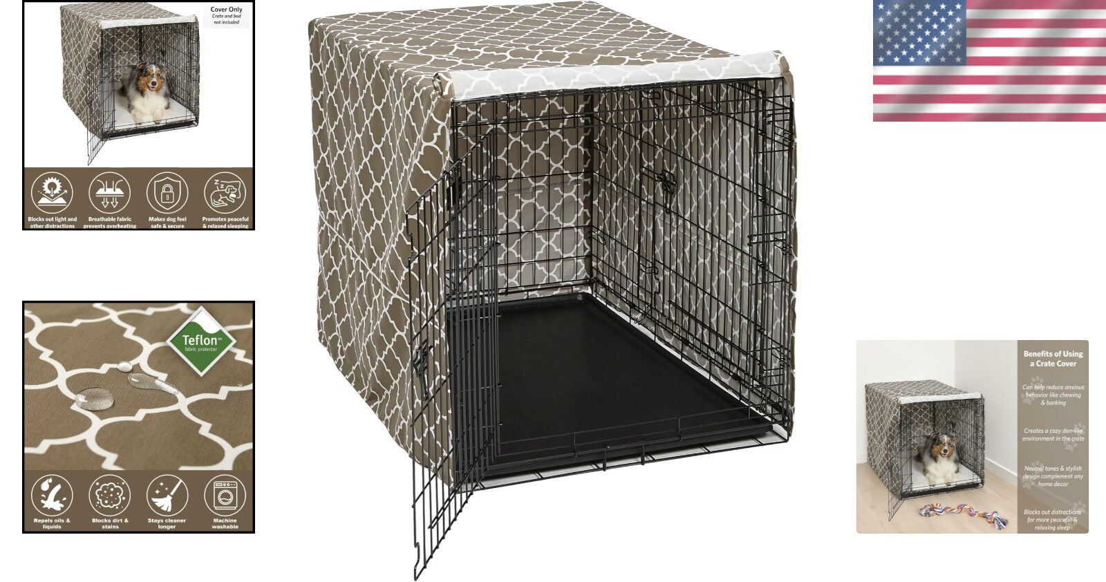Privacy Dog Crate Cover for 42-Inch Wire Crates - Reduces Anxious Behavior