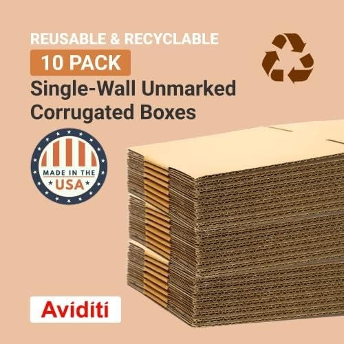 10-Pack Large Corrugated Boxes, 65 lb Capacity – Perfect for Shipping & Moving!