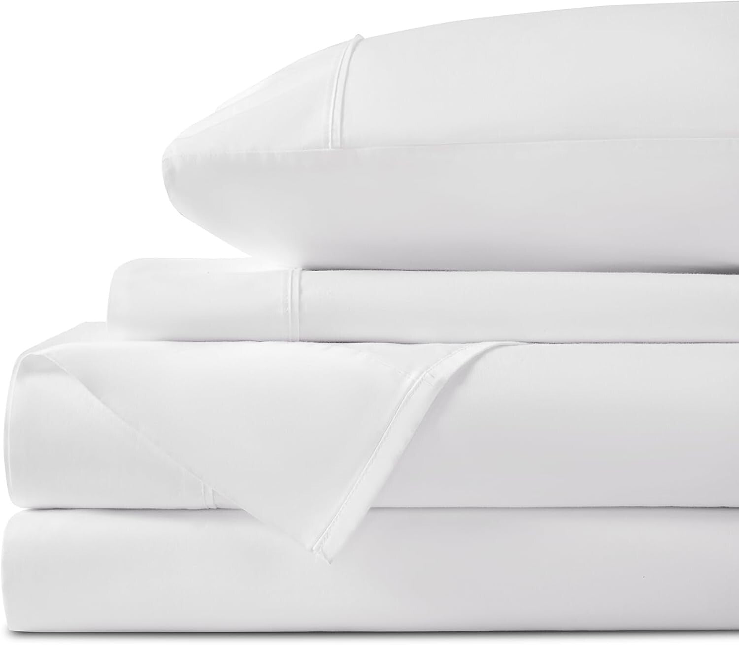 Breathable Queen Bed Sheet Set in 100% Egyptian Cotton - Elegant White Design