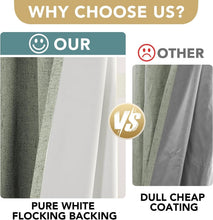 Load image into Gallery viewer, Chic Sage Green 84” Blackout Curtains - Noise Reducing Linen Look with Grommets