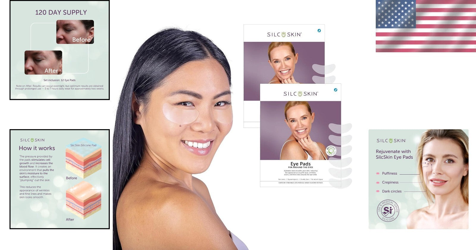 Medical-Grade Reusable Silicone Eye Pads for Puffiness & Fine Lines - 120 Days