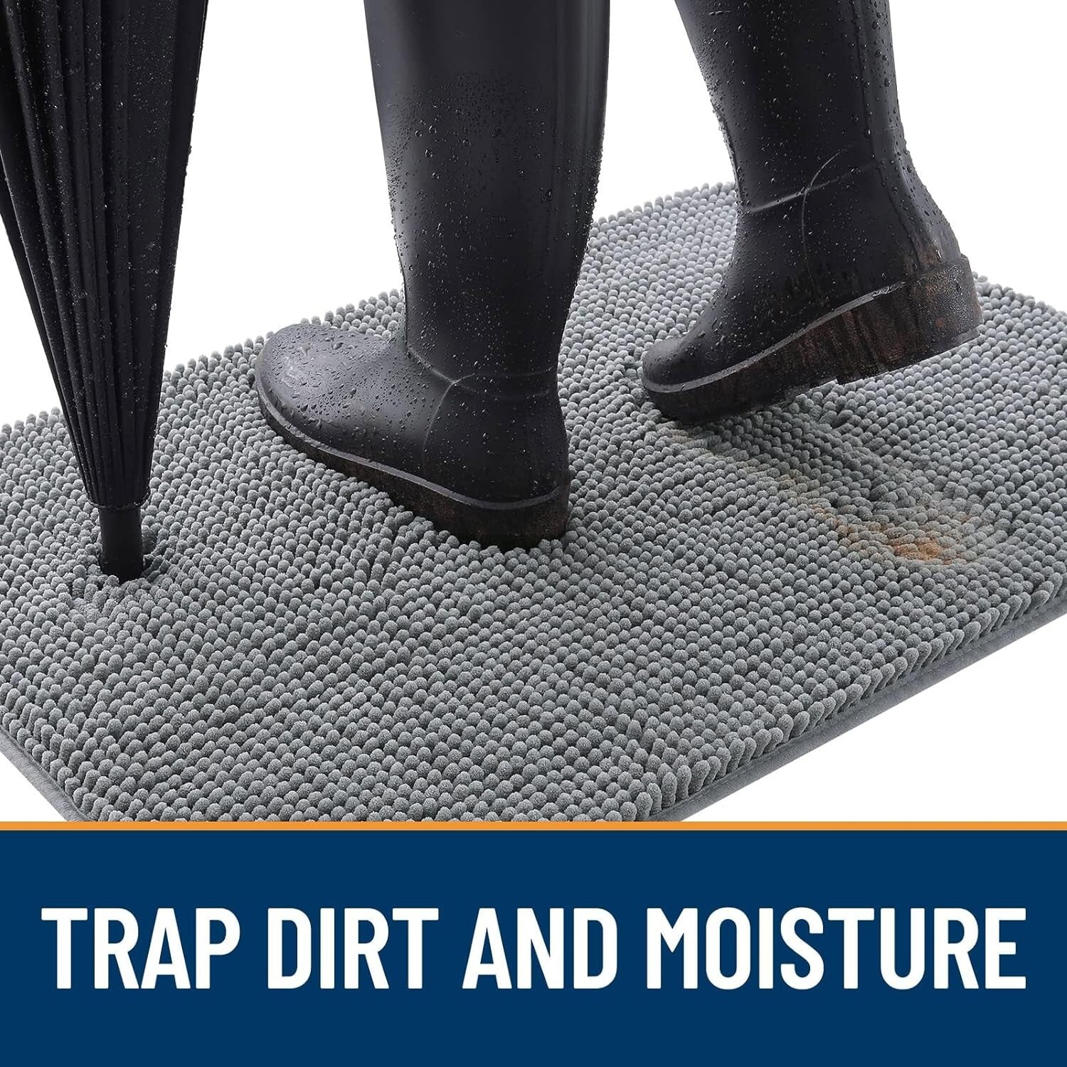 Pet-Friendly 40x32 Mud Mat with Non-Slip Base - Soft Chenille for Indoor Use