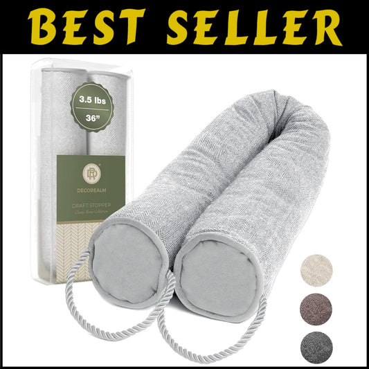 36" Weighted Under Door Draft Stopper - Pewter Herringbone Insulation Blocker