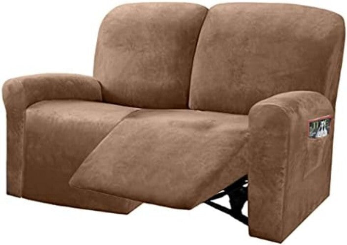 Custom-Fit Velvet Reclining Love Seat Slipcover, Machine Washable for Easy Care