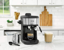 Load image into Gallery viewer, Single Serve Espresso &amp; Cappuccino Maker with Milk Frother - Black Stainless