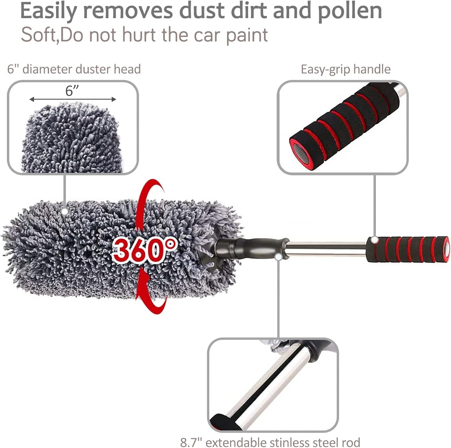 All-in-One Car Cleaning Duster Set with Extendable Handle - Ideal for SUVs & RVs