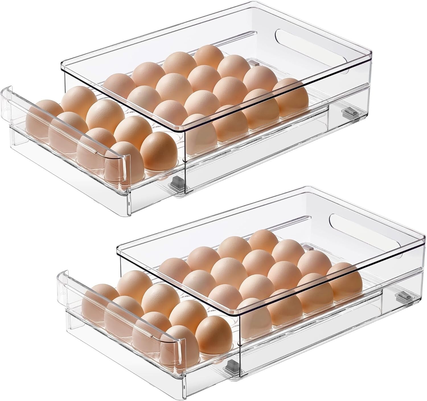 Clear Egg Tray with Non-Slip Base - Holds 48 Eggs, 2 Pack for Easy Storage