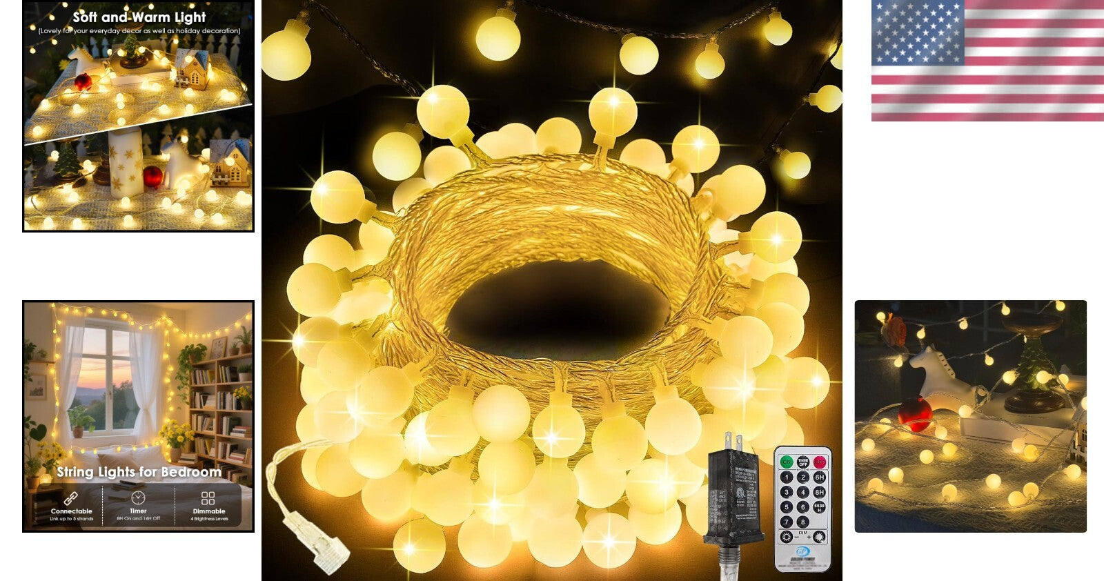 200LED Warm White Plug-in String Lights with Remote & Timer - 66ft Waterproof