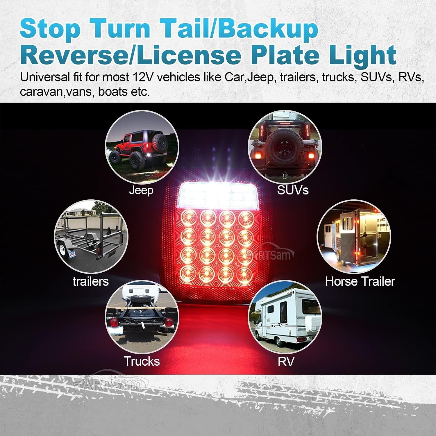 38 LED Universal Tail Light Set for Wrangler & 12V Vehicles - Waterproof Combo
