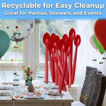 Load image into Gallery viewer, Colorful 8-Inch Plastic Spoons: 500ct Heavy-Duty Dessert Utensils in Sundae Red