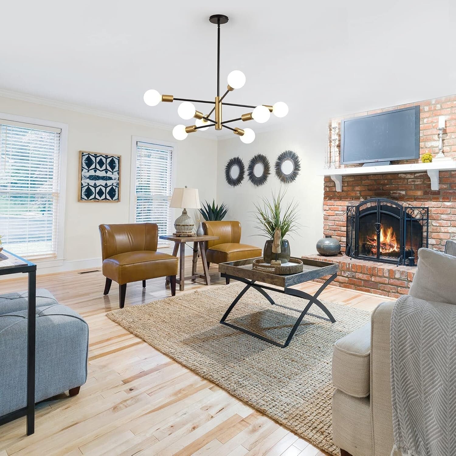 Stunning Mid-Century 8-Light Sputnik Chandelier - Easy Install & UL Certified