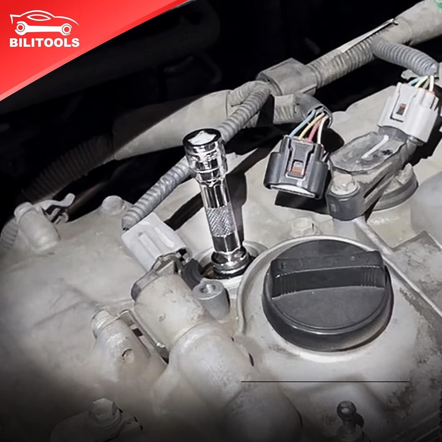 Precision 9-Piece Spark Plug Socket Set with Chrome Vanadium Click Torque Wrench