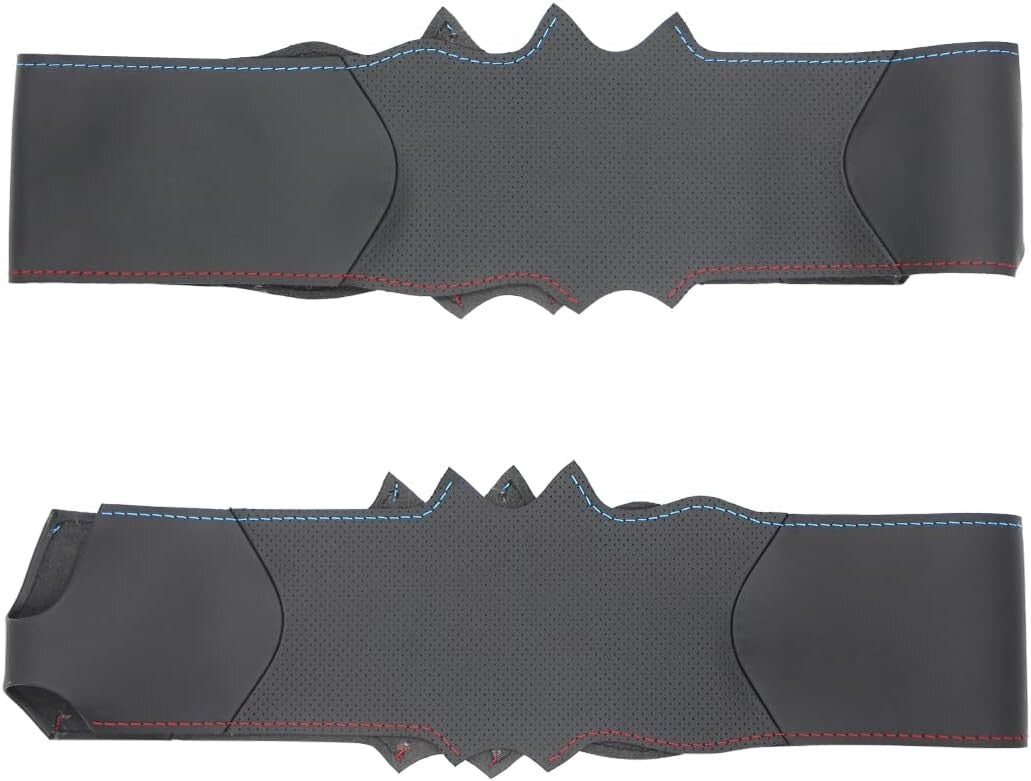 BMW M Sport Steering Wheel Cover - Black Genuine Leather with Stylish Stitching