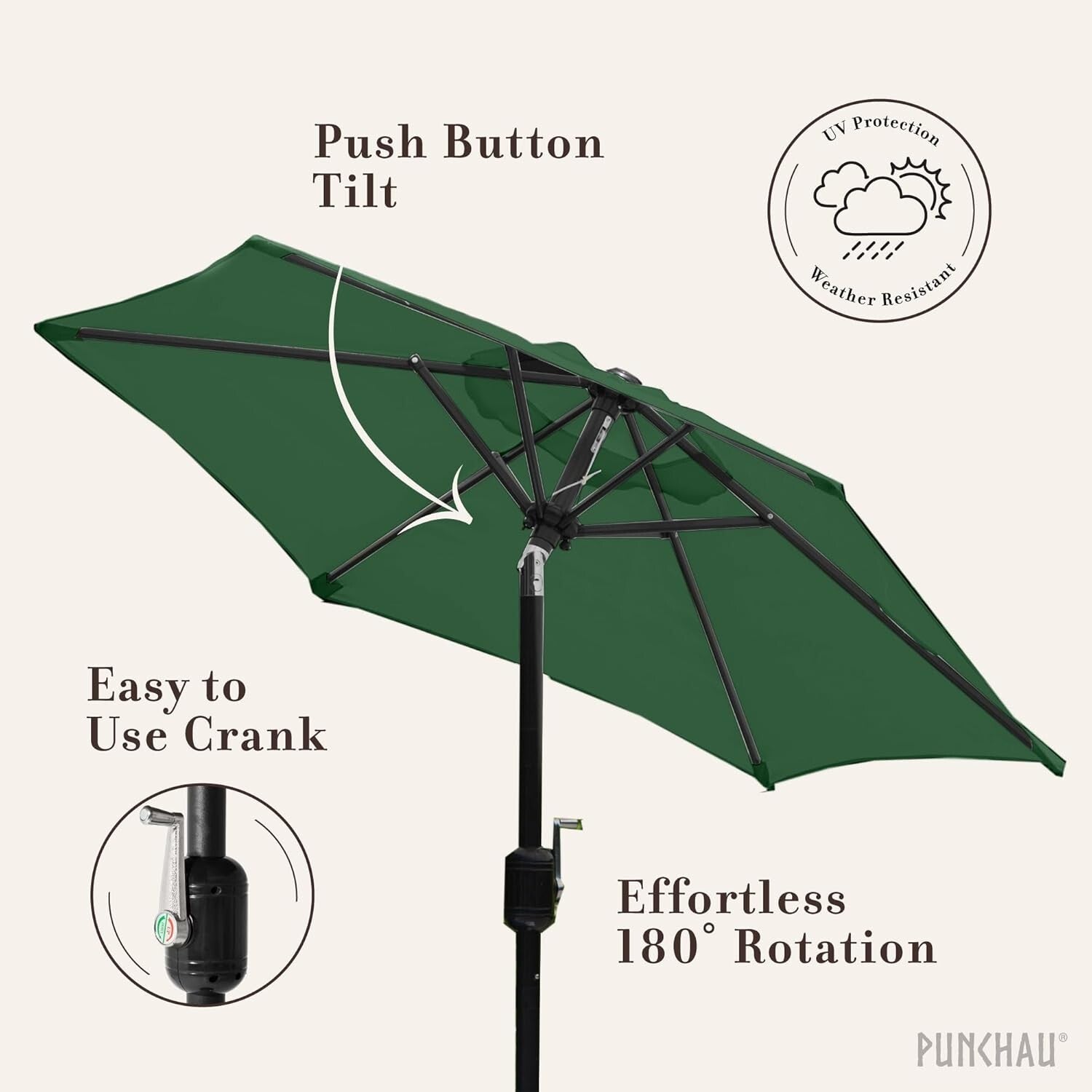 Elegant 6 Ft Outdoor Umbrella with Easy Tilt and Crank - Perfect for Patios