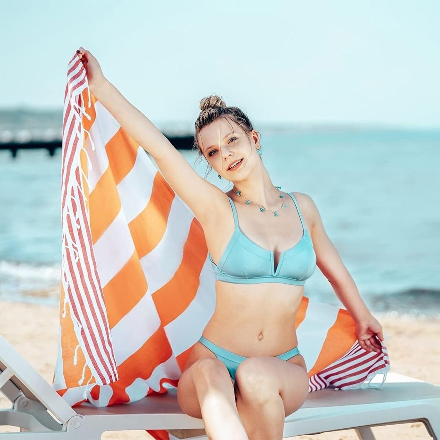 6-Pack of Absorbent Turkish Beach Towels - Oversized Sand-Free, Travel-Friendly