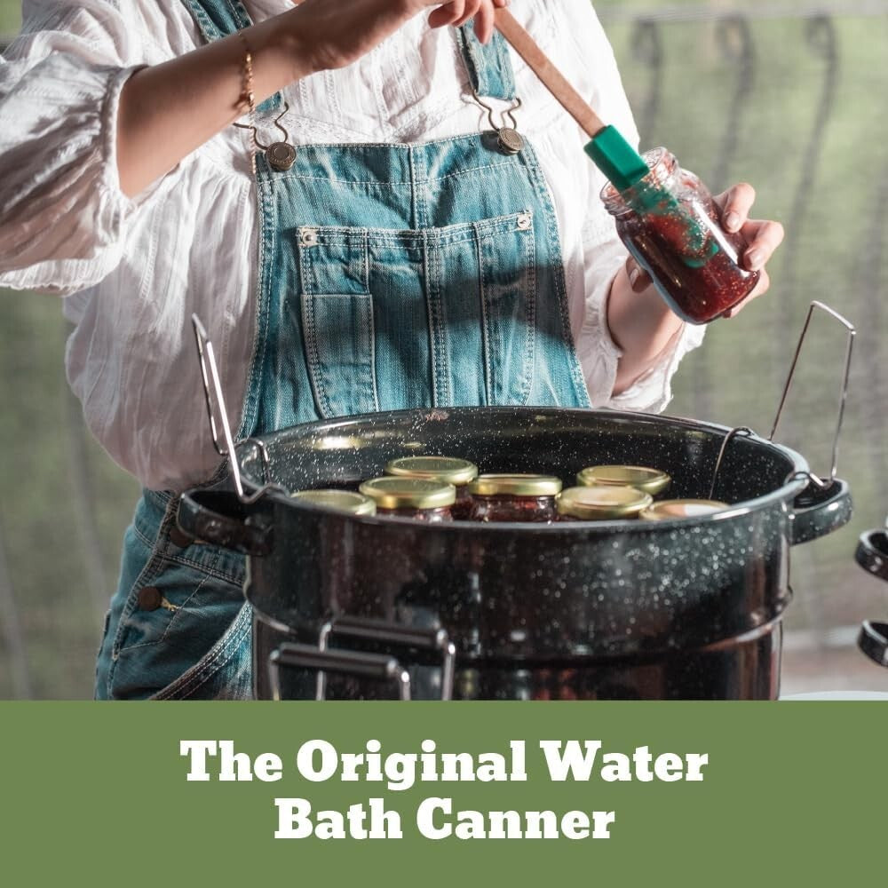 Durable Enamel Canning Pot with Jar Rack - 8-Piece Starter Kit for Home Canning