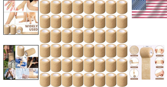 Multi-Functional Athletic Tape - 64 Rolls of 2" Self-Adhesive Wrap for Easy Care