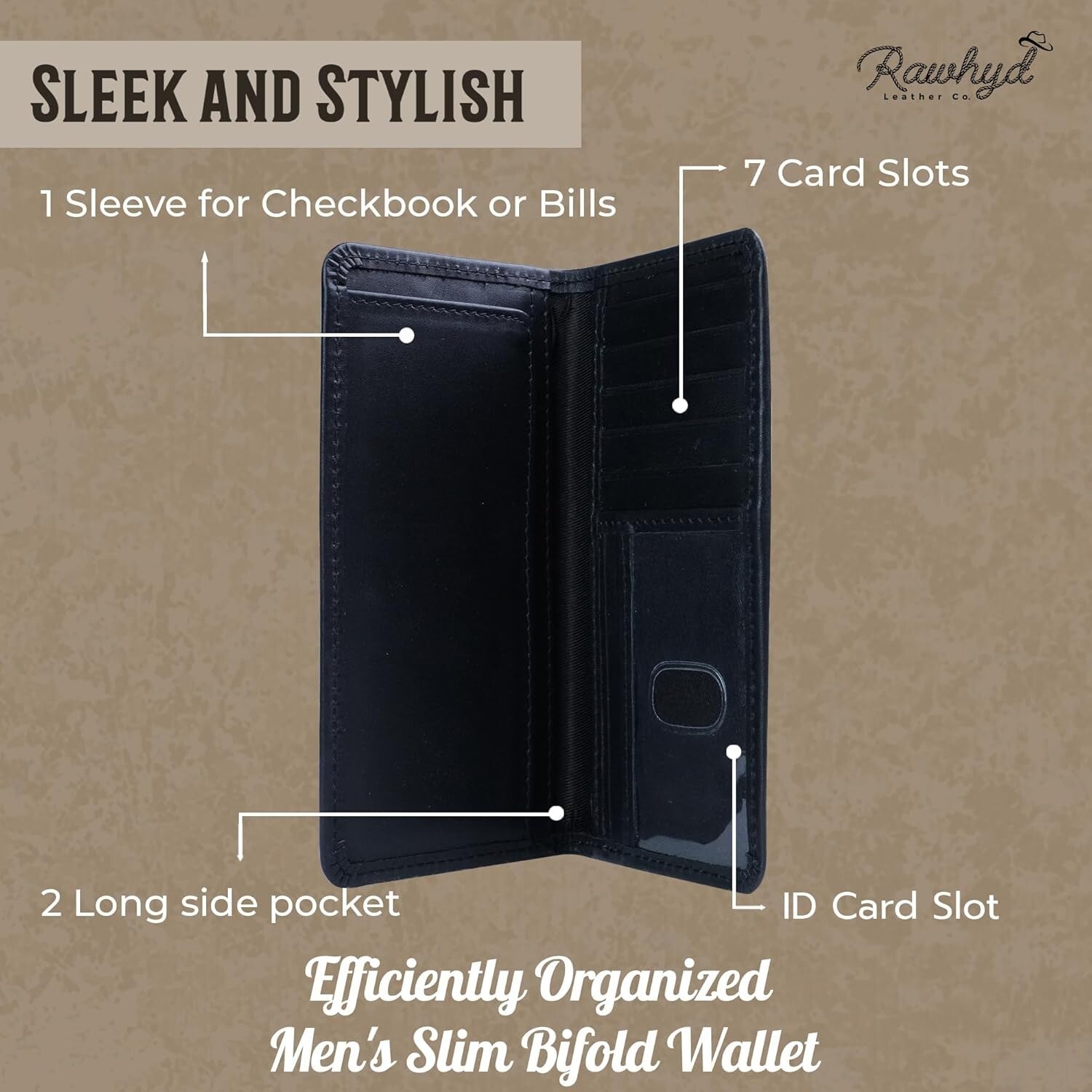 Minimalist Long Leather Wallet with RFID Protection - Perfect Gift for Him