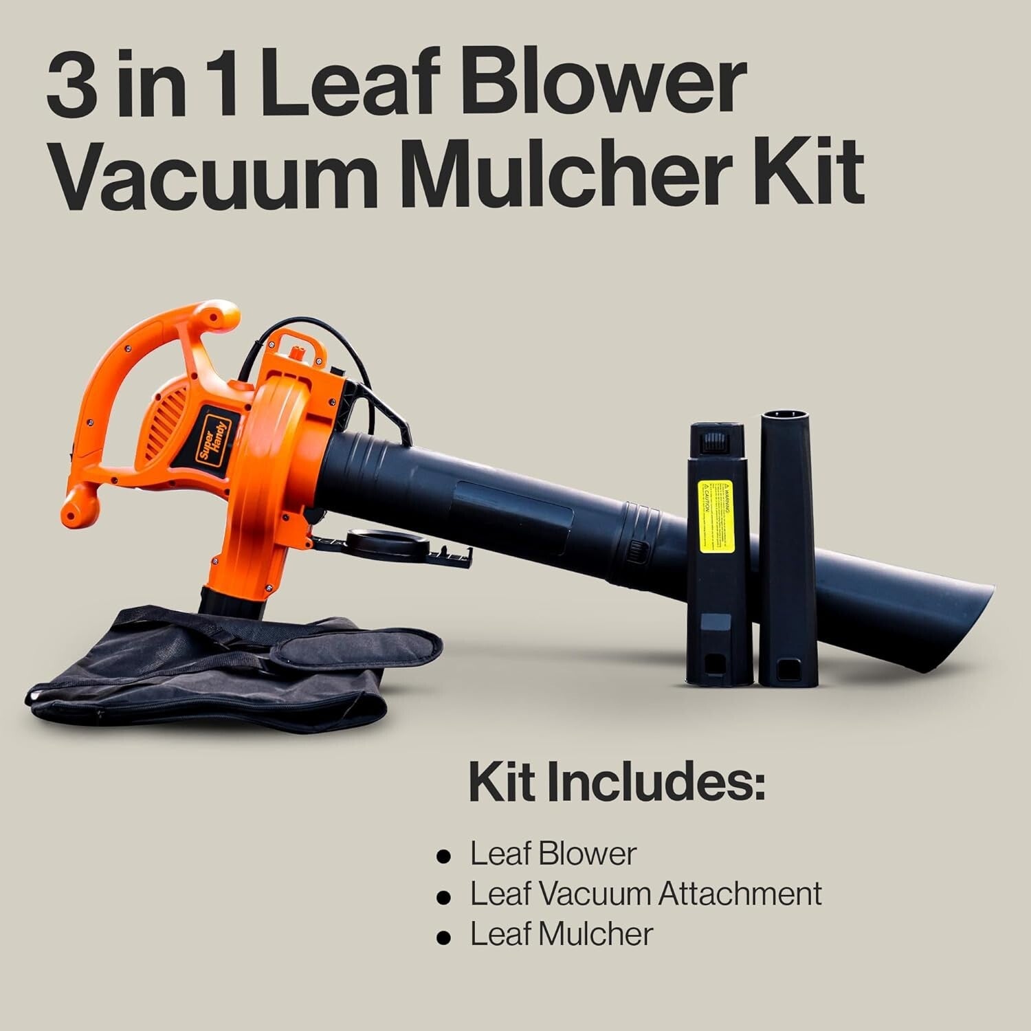 120V 3-in-1 Leaf Blower, Vacuum & Mulcher - Lightweight & Powerful for Yard Care