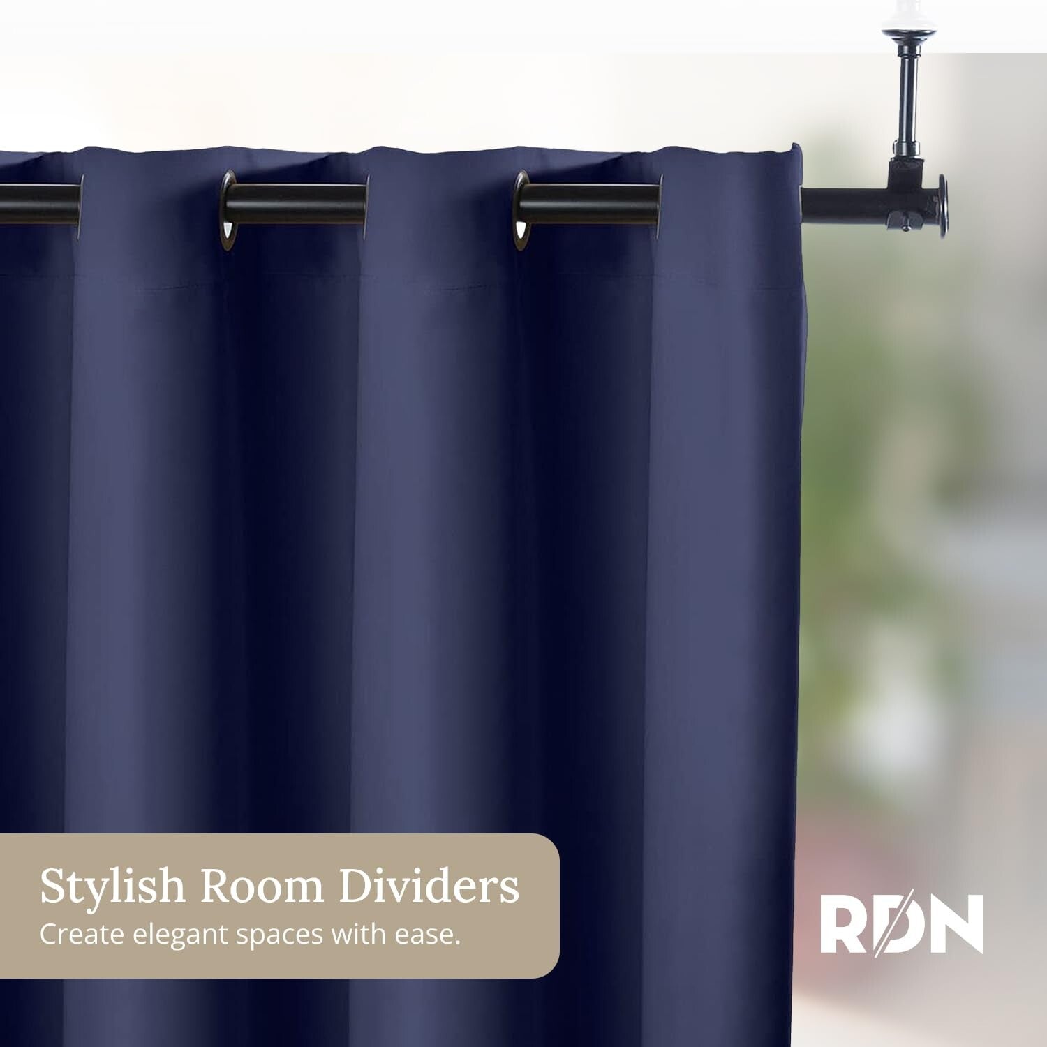 Durable Black Hanging Curtain Rod - Adjustable 108" to 168" for Room Dividers