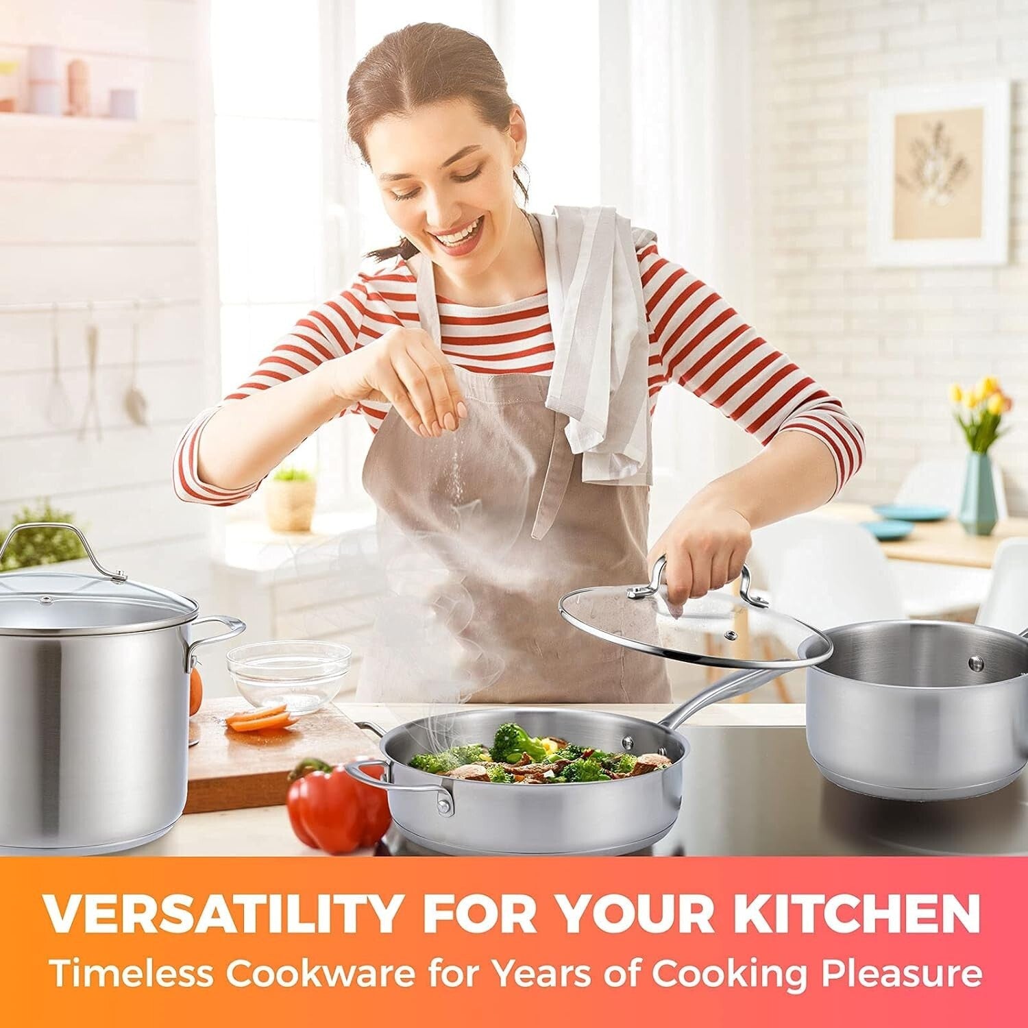 17-Piece Ultra-Clad Stainless Steel Cookware Set with Induction compatibility