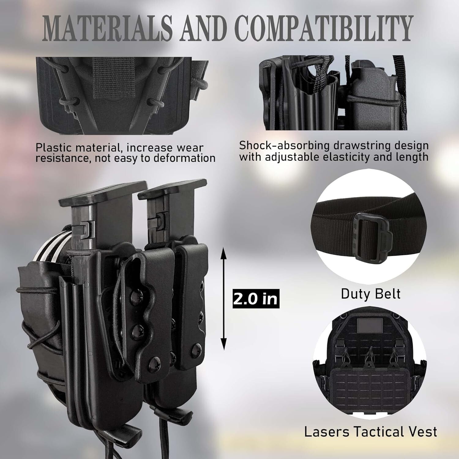 Flexible Shoulder Holster for Glock Magazines and Handcuffs - Easy Access Design