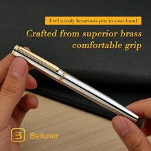 Load image into Gallery viewer, Elegant Silver Chrome Fountain Pen with Gilded Nib - Complete Set Included