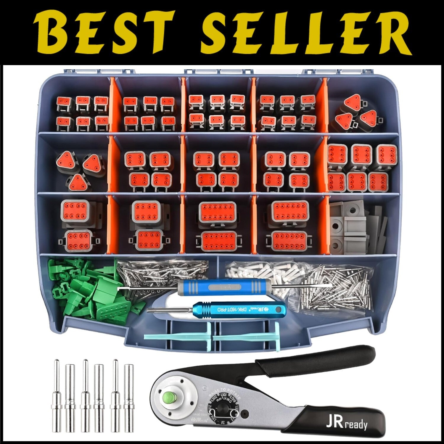 Waterproof Deutsch Connector Kit with Ergonomic Crimp Tool - 2 to 12 Pin Options