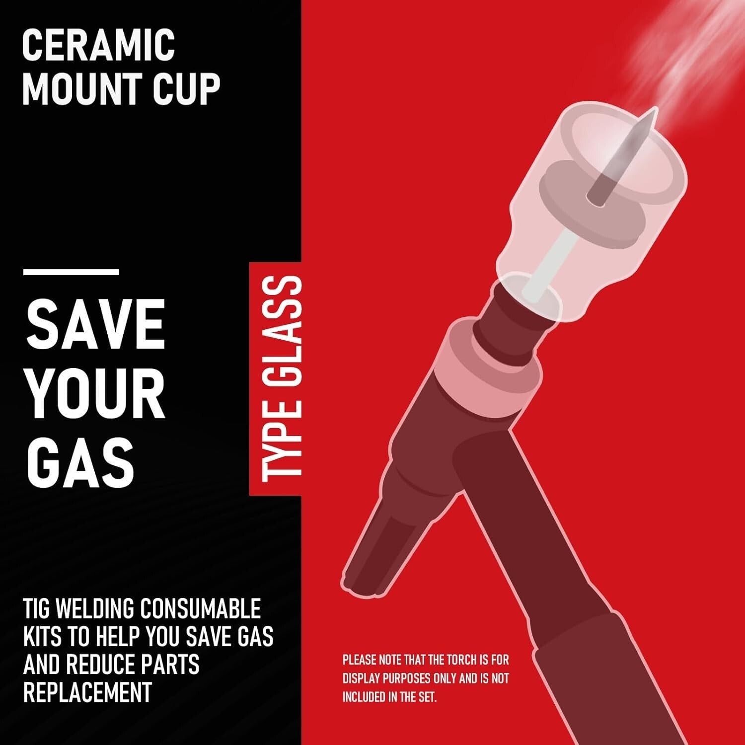 Glass #12 TIG Welding Cups - 12 Piece Kit with Diffusers & Titanium Protector