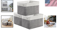 Load image into Gallery viewer, Elegant White &amp; Grey 3 Pack Storage Baskets - Ideal for Toys, Clothes &amp; Storage