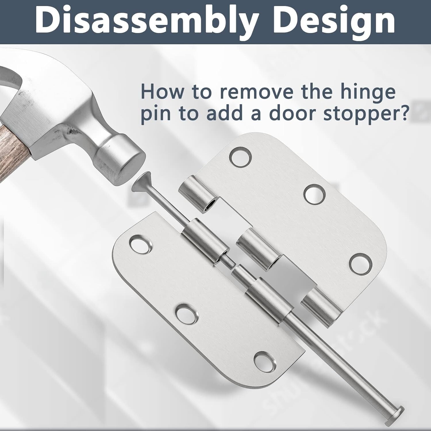 Classic Brushed Nickel 30 Pack Door Hinges 3.5" x 3.5" with Removable Pins