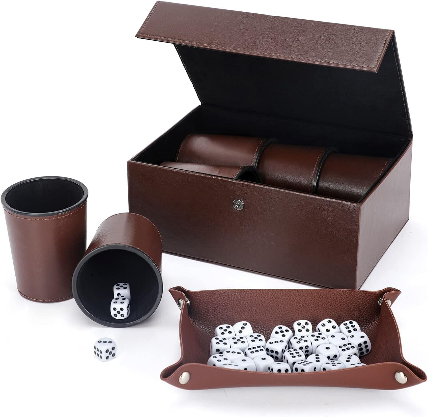 Ultimate Leather Dice Cup & Dice Collection: Elegant Case for Travel & Storage