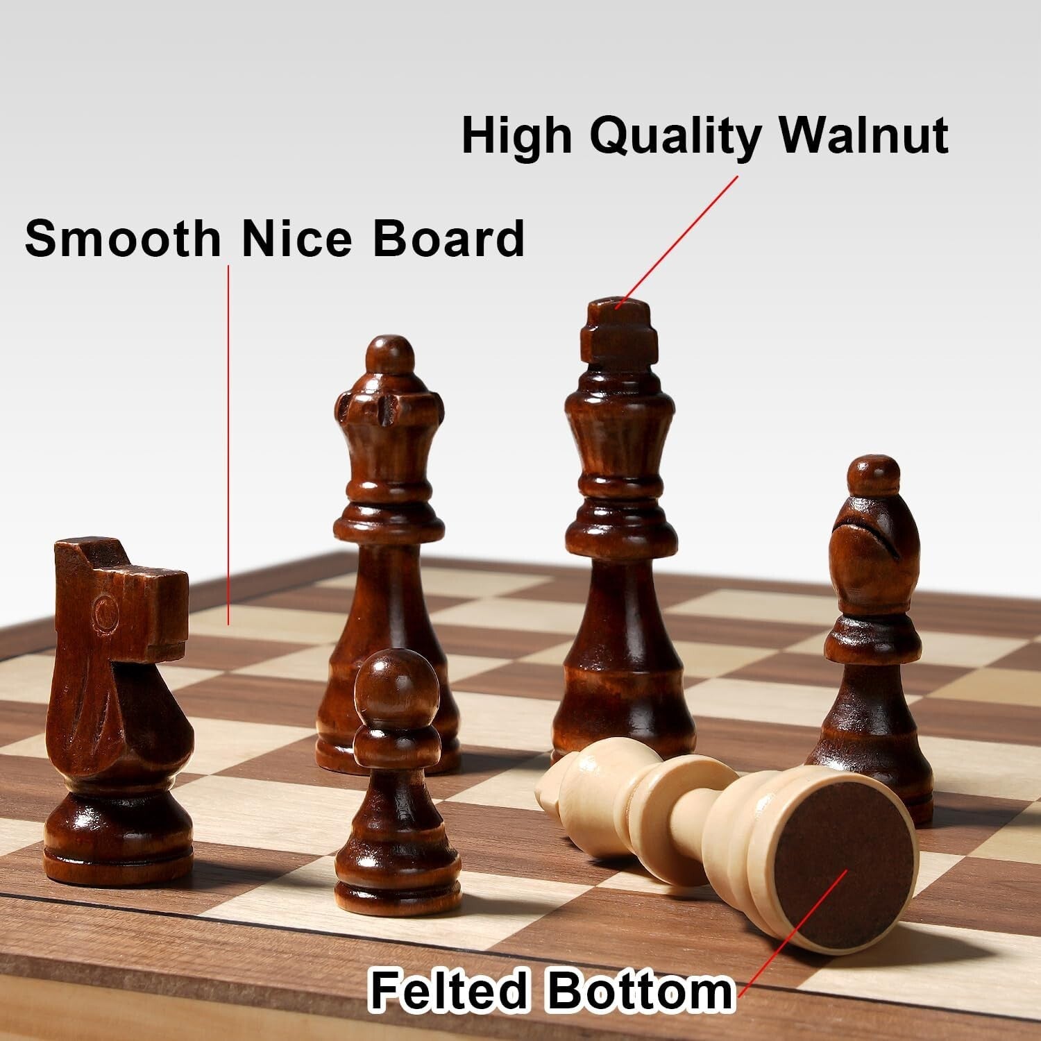 High-Quality 15" Wooden Magnetic Chess Set - Ideal Gift for Family Game Night