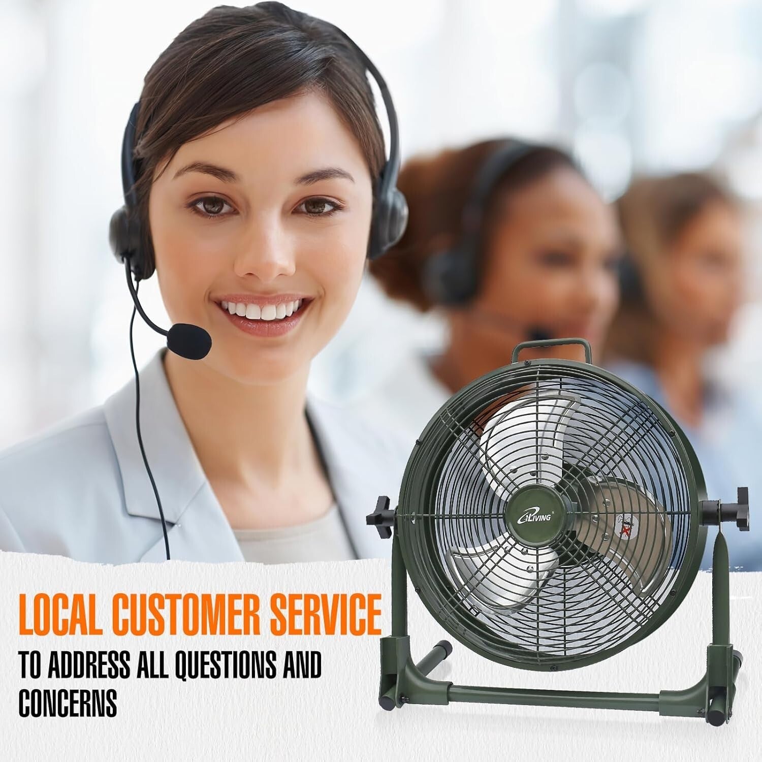 Portable Camping Floor Fan - Rechargeable 12-Inch Metal Blade High Velocity Fan