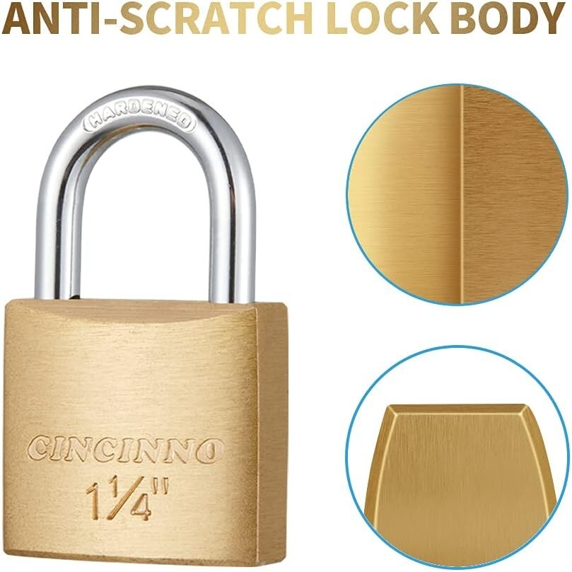 Compact Solid Brass Locks Keyed Alike for Tackle Boxes and Backpacks - 30mm