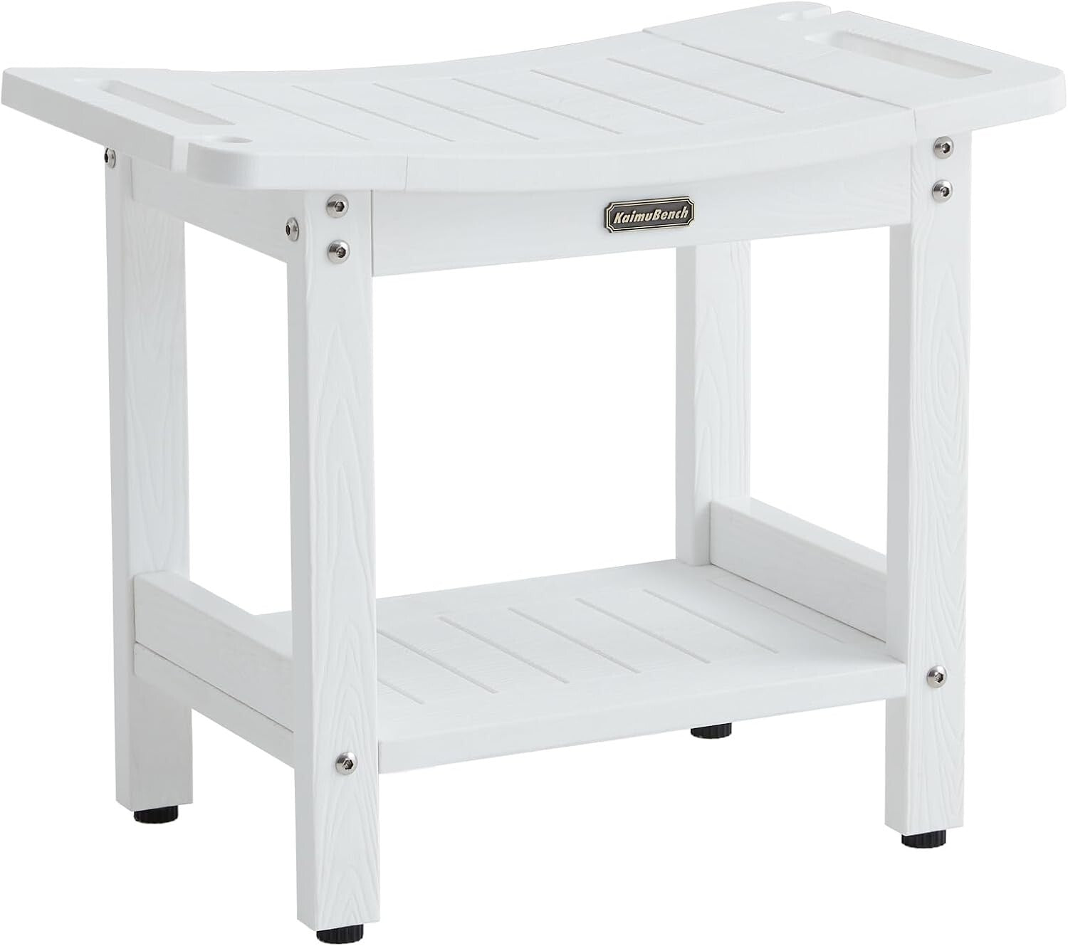 Waterproof Foldable Shower Bench with Storage Shelf & Handles - 550 lbs Capacity