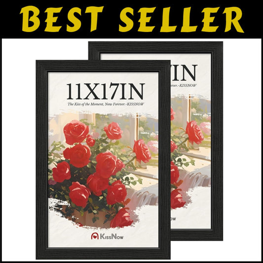 Versatile 11x17 Wooden Frames - Textured Black, Vertical & Horizontal Display