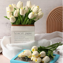 Load image into Gallery viewer, Realistic 75-Pack Milk White Artificial Tulips for Event and Home Arrangements