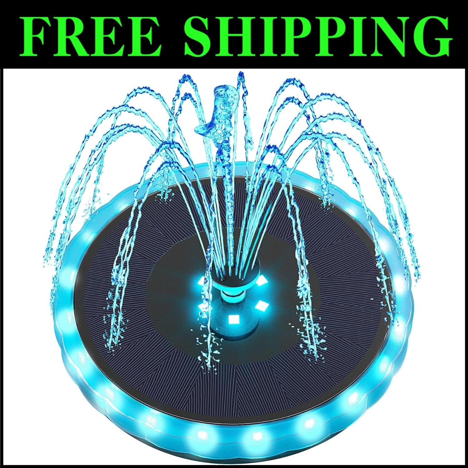 Elegant Solar-Powered Bird Bath Fountain with Matte Panel & Vibrant Light Show