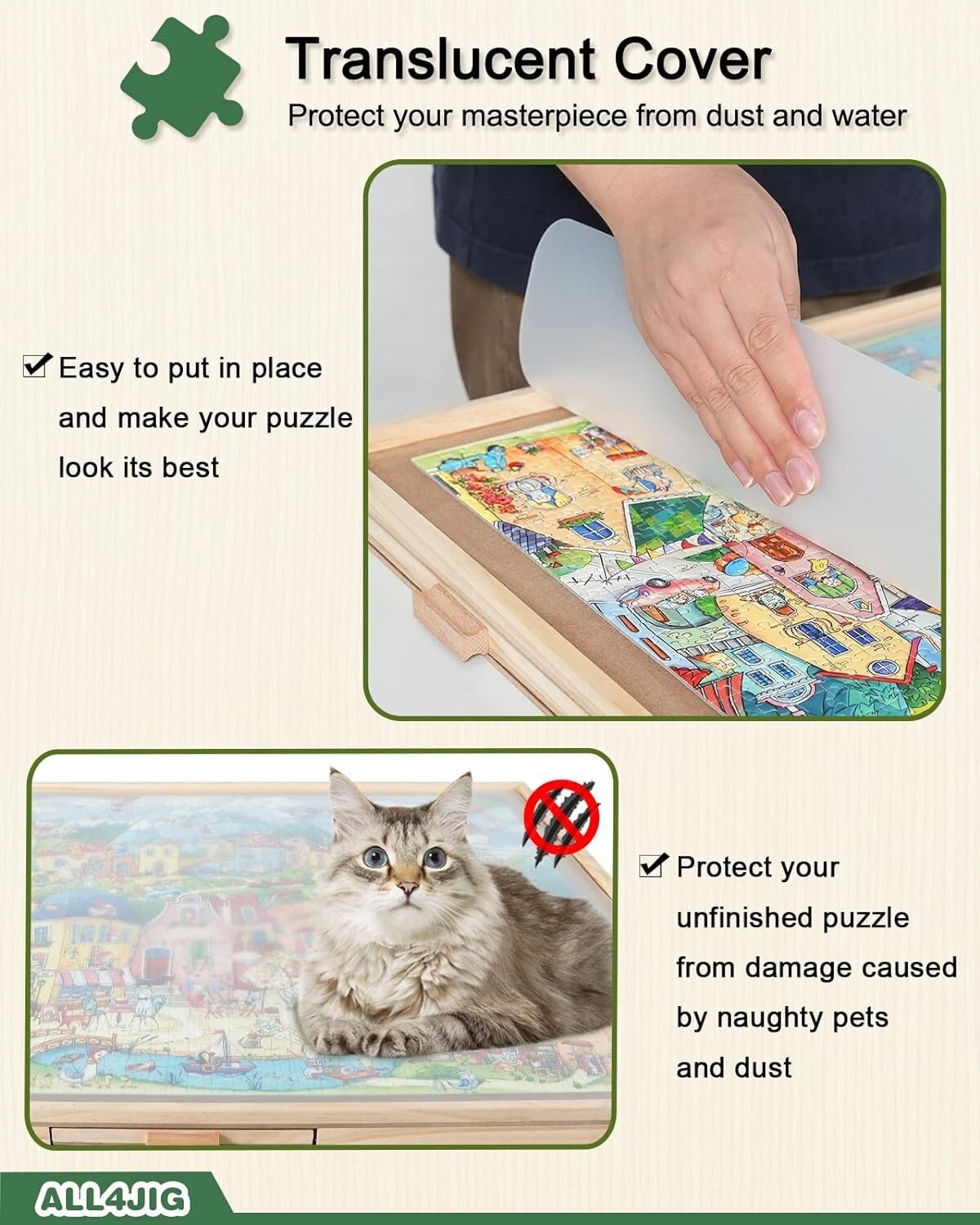 1500-Piece Rotating Puzzle Board with 6 Drawers & Cover - Gift for Puzzle Lovers