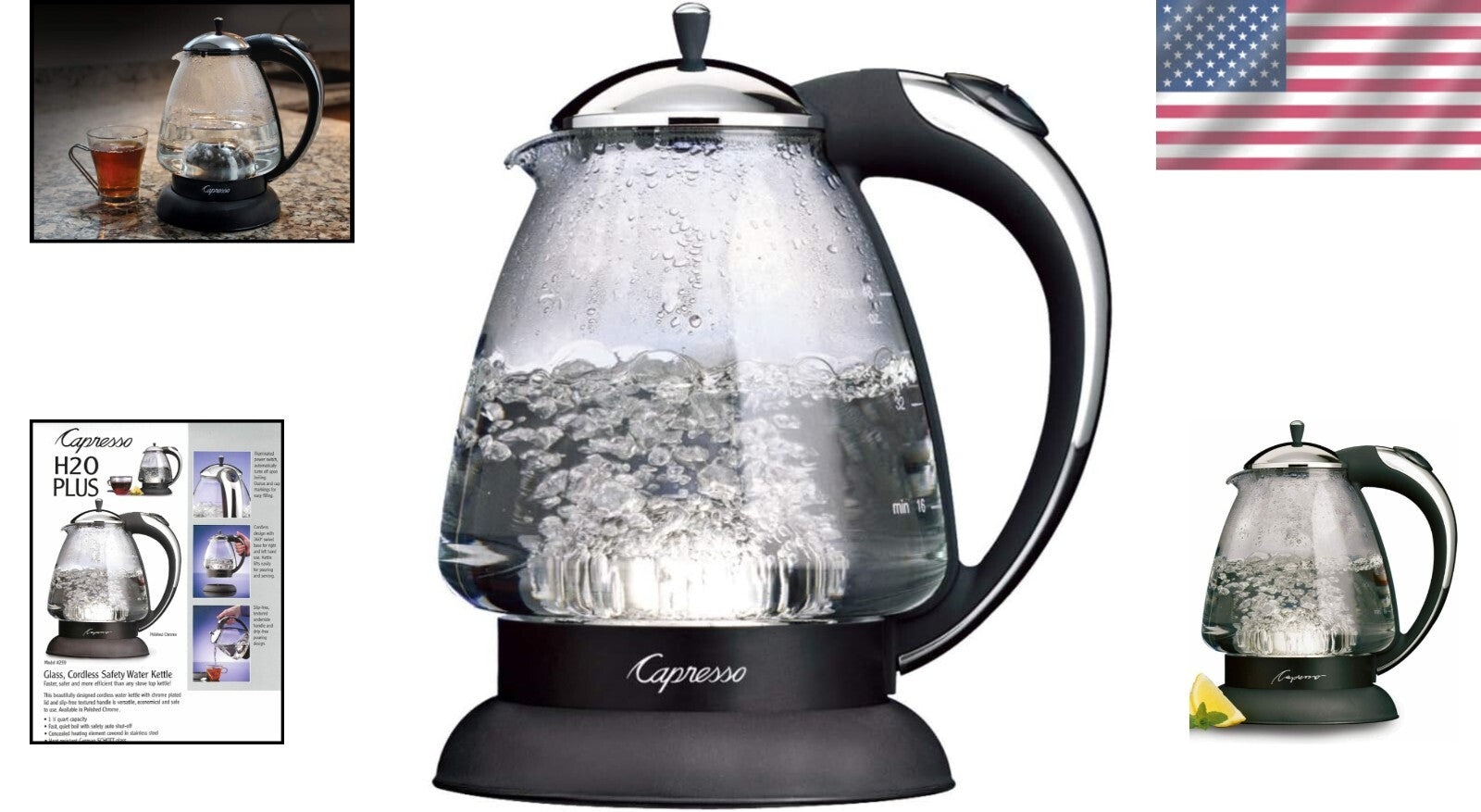 Elegant Electric Glass Kettle in Polished Chrome - 48 oz Capacity, Fast Boil