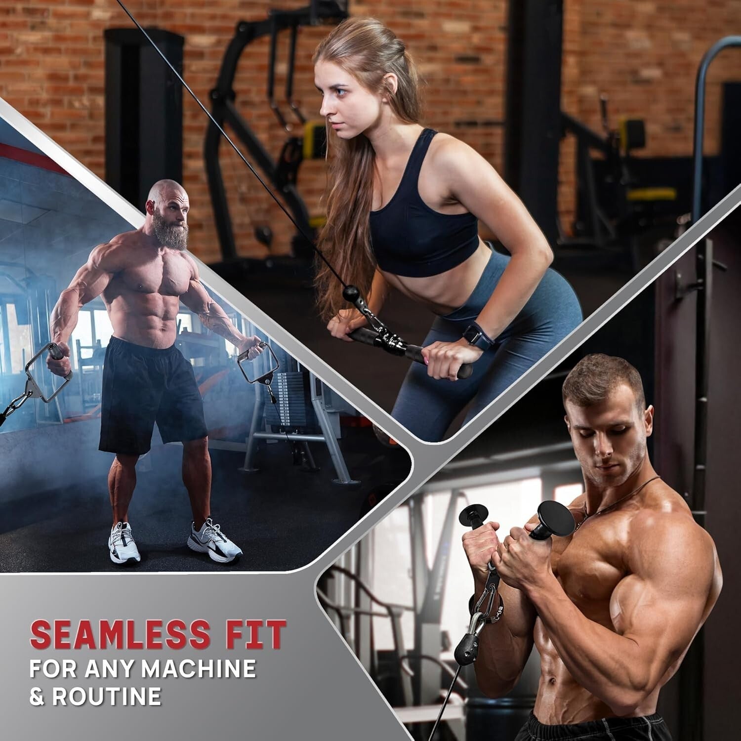 Durable Cable Machine Attachments for Home Gym - Includes Curl & Tricep Bar