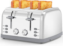 Load image into Gallery viewer, Versatile 4 Slice Retro Toaster with Cancel &amp; Defrost Functions for All Breads